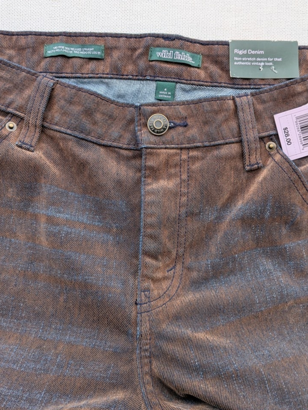 Wild Fable 90s Mid-Rise Relaxed Straight Jeans Brown Overdye Denim Size 4